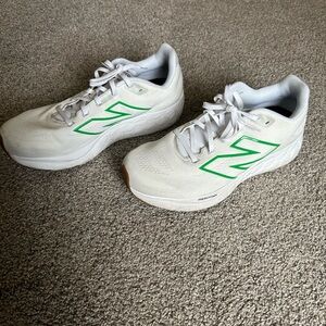 New Balance White Sneakers with Green Accents